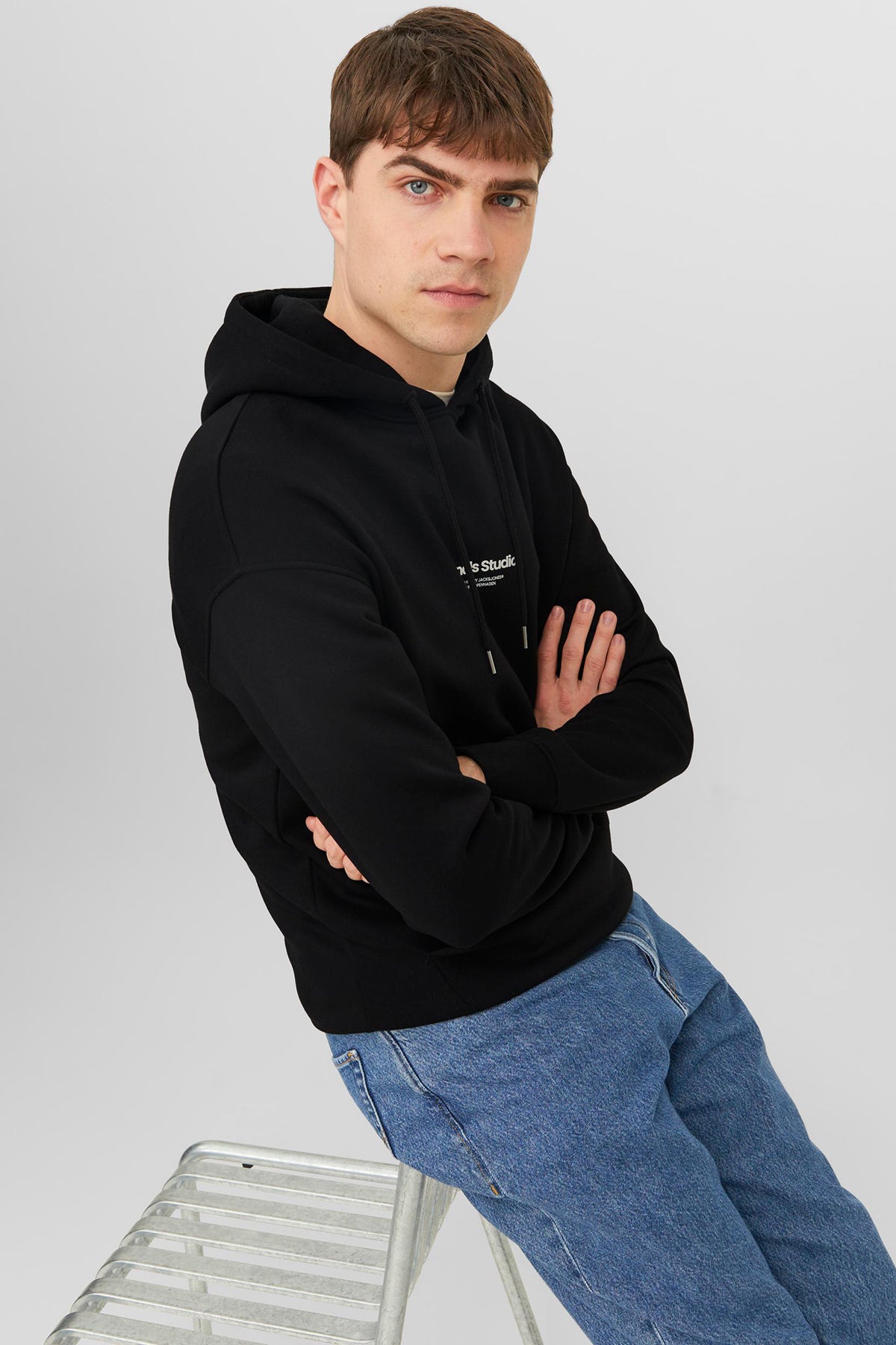 Jack & Jones Originals Jorvesterbro Pamuklu Kapüşonlu Relaxed Fit Erkek Sweat 12241687 SİYAH