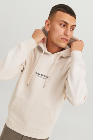 Jack & Jones Originals Jorvesterbro Pamuklu Kapüşonlu Relaxed Fit Erkek Sweat 12241687 TAŞ