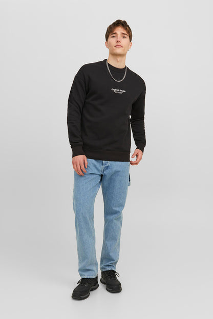 Jack & Jones Originals Jorvesterbro Bisiklet Yaka Relaxed Fit Erkek Sweat 12241694 SİYAH