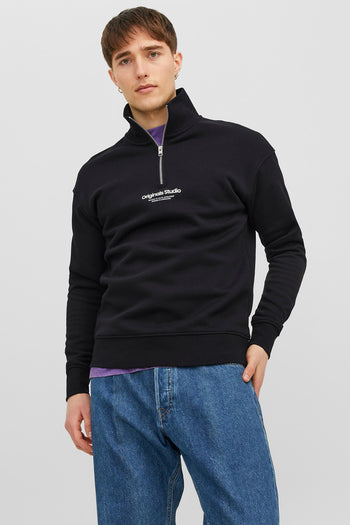 Jack & Jones Originals Jorvesterbro Yarım Fermuarlı Relaxed Fit Erkek Sweat 12241777 SİYAH