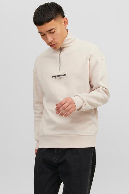 Jack & Jones Originals Jorvesterbro Yarım Fermuarlı Relaxed Fit Erkek Sweat 12241777 TAŞ