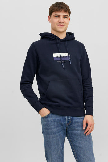 Jack & Jones Originals Jordalston Pamuklu Kapüşonlu Cepli Regular Fit Erkek Sweat 12242197 LACİVERT