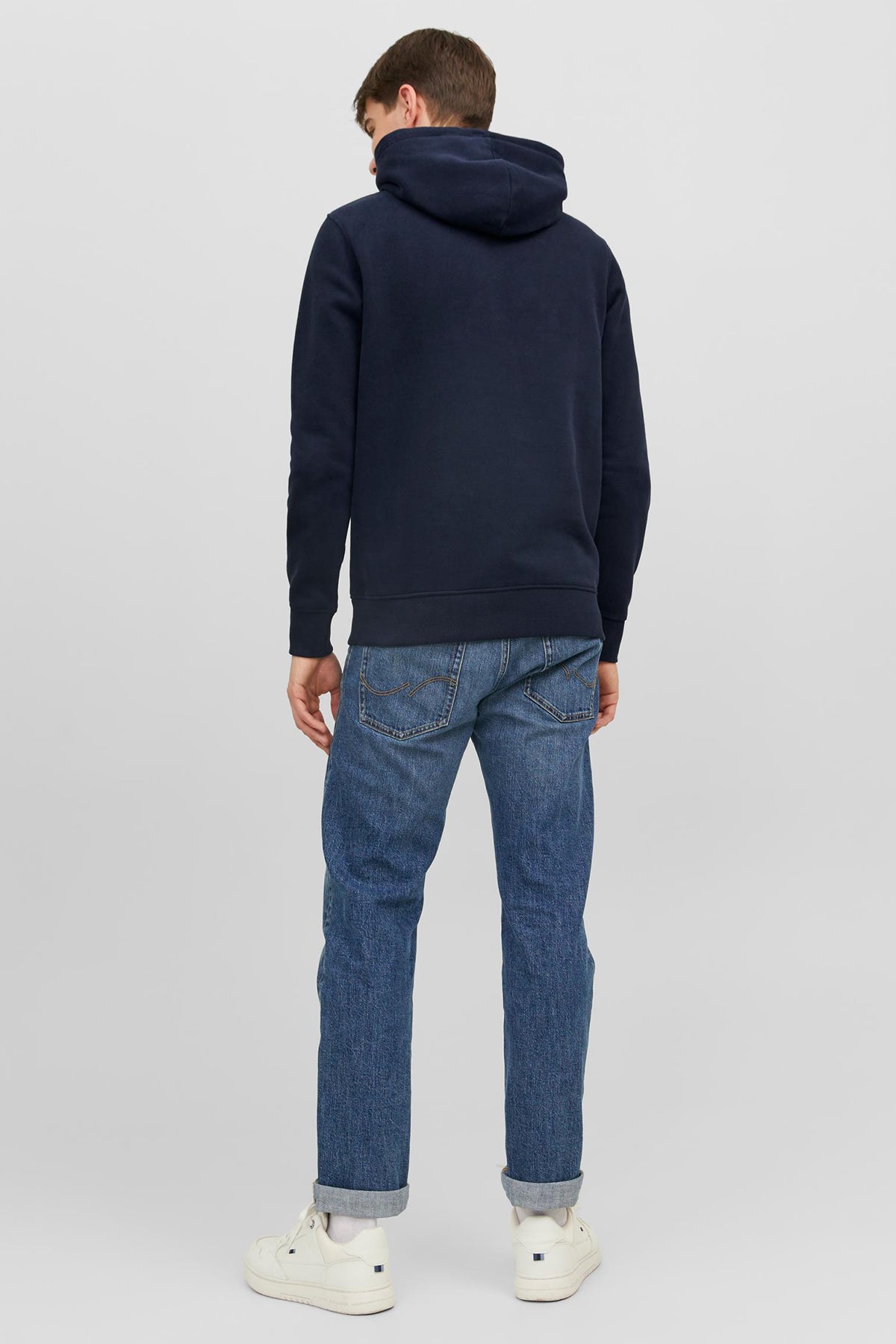 Jack & Jones Originals Jordalston Pamuklu Kapüşonlu Cepli Regular Fit Erkek Sweat 12242197 LACİVERT