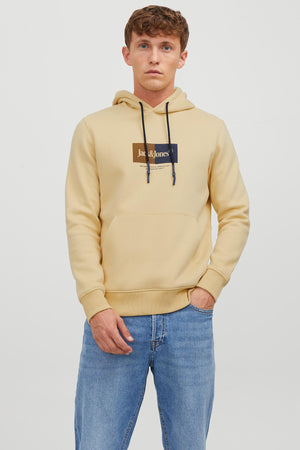 Jack & Jones Originals Jordalston Pamuklu Kapüşonlu Cepli Regular Fit Erkek Sweat 12242197 AÇIK SARI