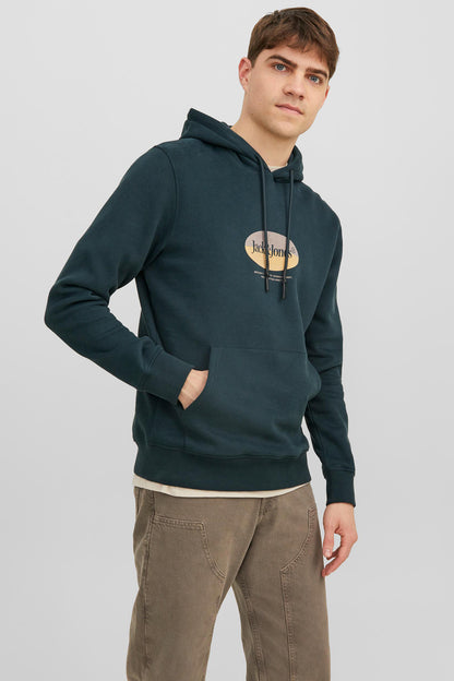 Jack & Jones Originals Jordalston Pamuklu Kapüşonlu Cepli Regular Fit Erkek Sweat 12242197 PETROL