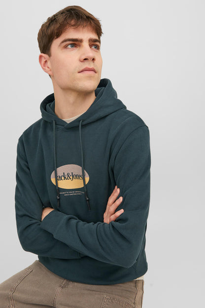 Jack & Jones Originals Jordalston Pamuklu Kapüşonlu Cepli Regular Fit Erkek Sweat 12242197 PETROL