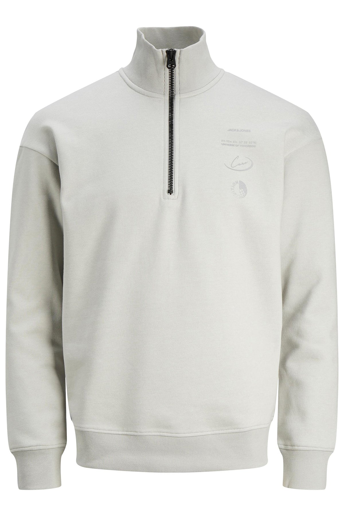 Jack & Jones Core Jcoreflect Regular Fit Fermuarlı Dik Yaka Erkek Sweat 12242262 AÇIK GRİ