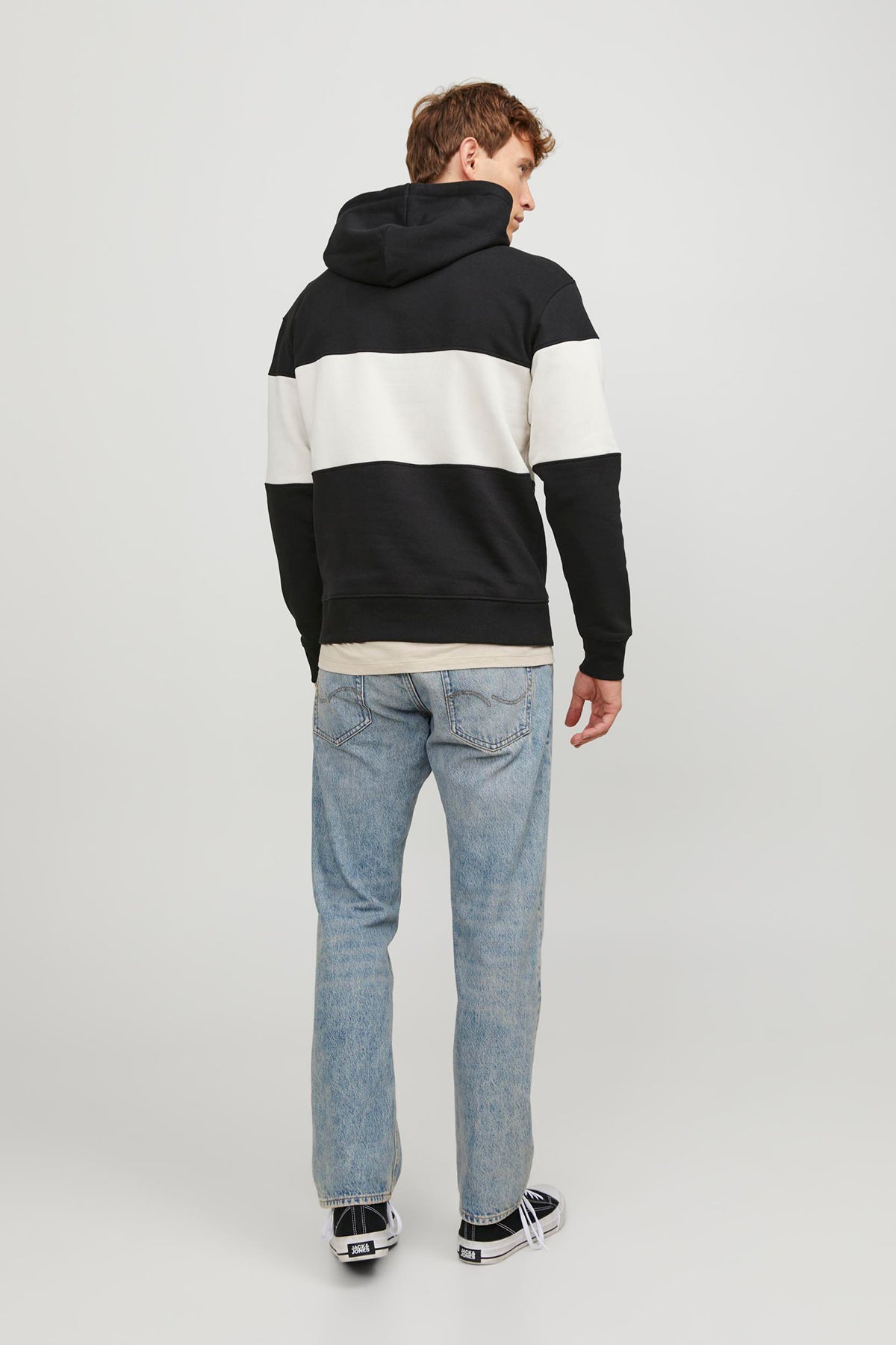 Jack & Jones Jorlakewood Relaxed Fit Kapüşonlu Erkek Sweat 12246802 SİYAH-BEJ