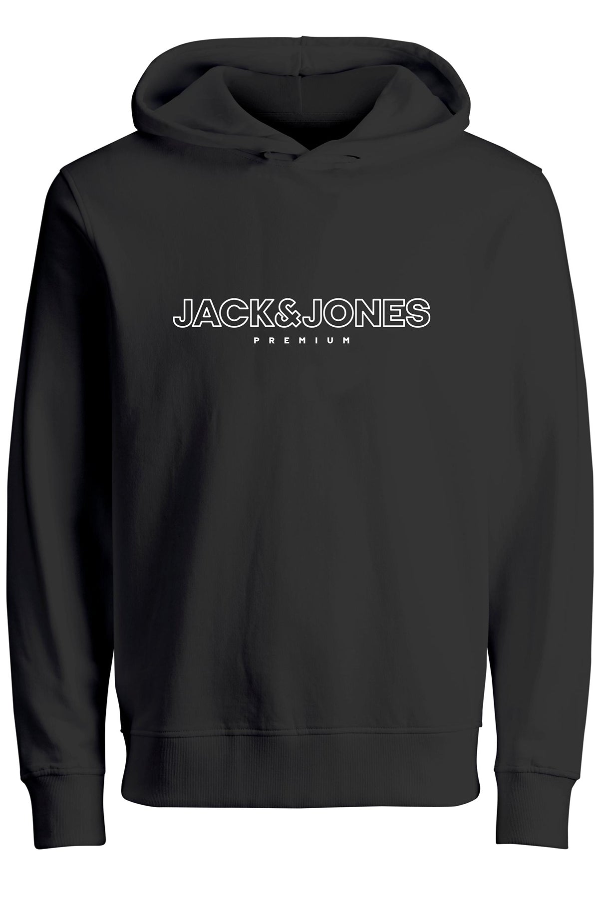 Jack &amp; Jones Premium Jprblajason Pamuklu Kapüşonlu Logo Baskılı Regular Fit Erkek Sweat 12249401 SİYAH
