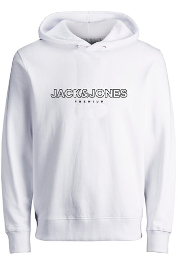Jack & Jones Premium Jprblajason Pamuklu Kapüşonlu Logo Baskılı Regular Fit Erkek Sweat 12249401 BEYAZ
