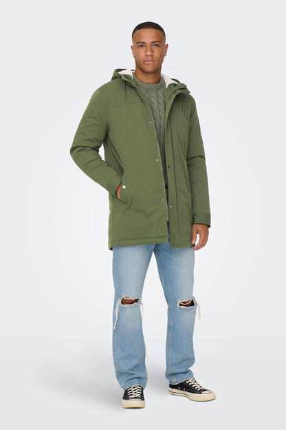 Only & Sons Regular Fit Kapüşonlu Erkek Parka 22025690 Olive