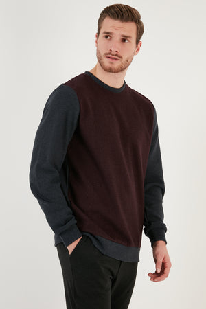 Buratti Pamuklu Regular Fit Bisiklet Yaka Erkek Sweat 5905041 BORDO