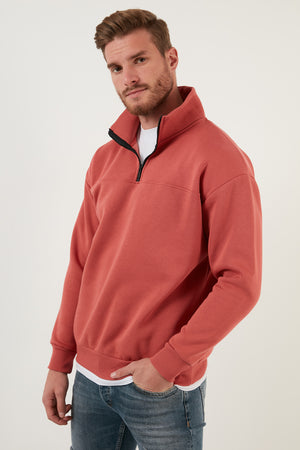 Buratti Regular Fit Pamuklu İçi Tüylü Yumuşak Şardonlu Kışlık Erkek Sweat 59053431 KİREMİT