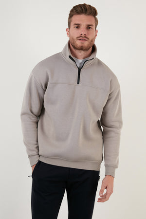 Buratti Regular Fit Pamuklu İçi Tüylü Yumuşak Şardonlu Kışlık Erkek Sweat 59053431 Kül