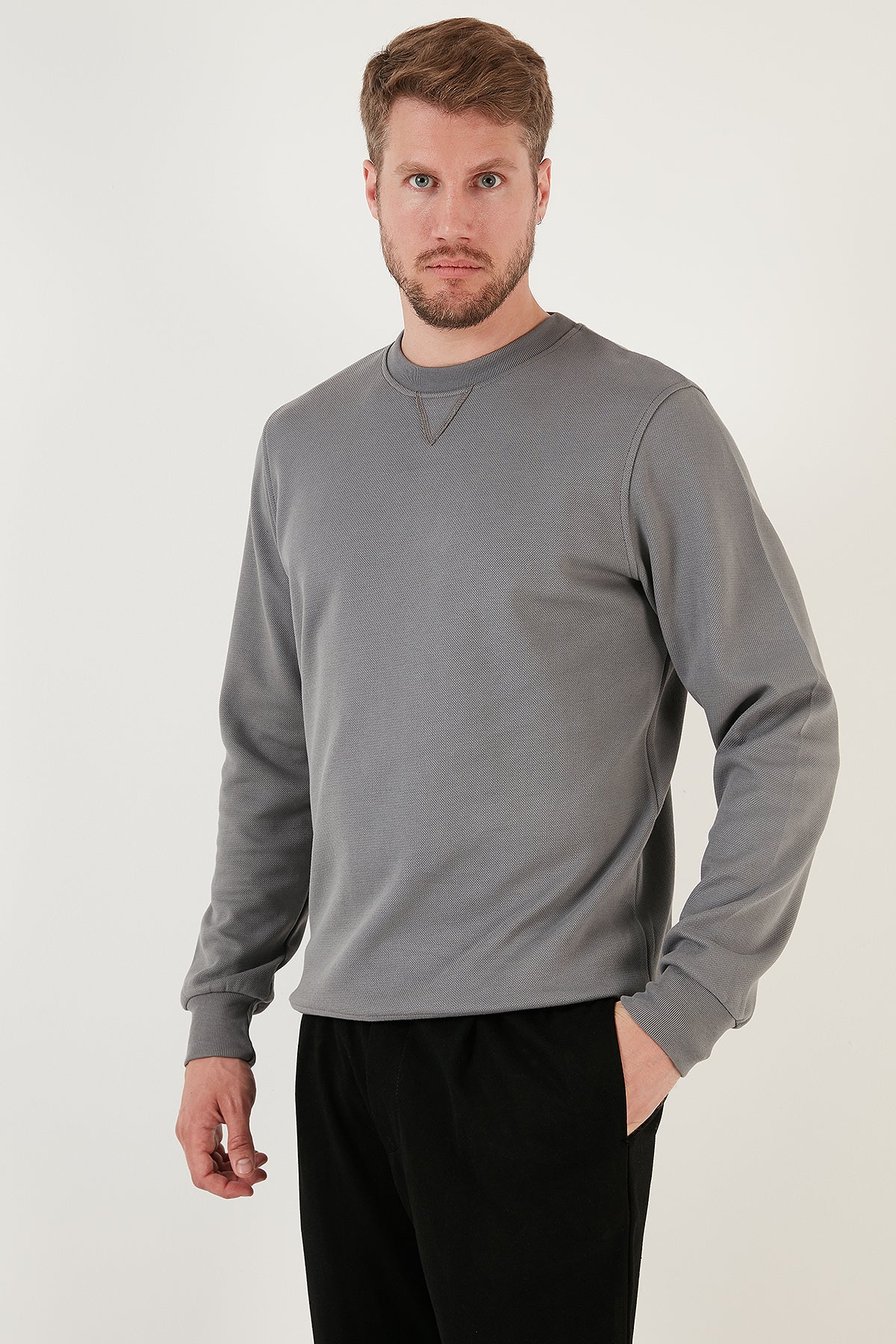 Buratti Pamuklu Regular Fit Bisiklet Yaka Erkek Sweat 5905453 AÇIK HAKİ