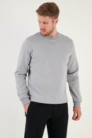 Buratti Pamuklu Regular Fit Bisiklet Yaka Erkek Sweat 5905453 AÇIK GRİ