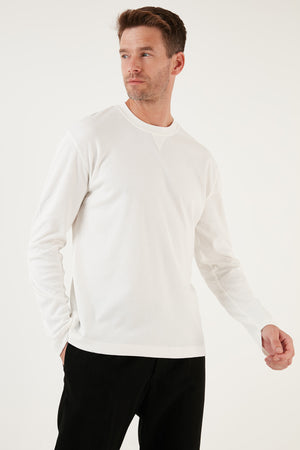 Buratti % 100 Pamuklu Bisiklet Yaka Regular Fit Erkek Sweat 5905503 EKRU