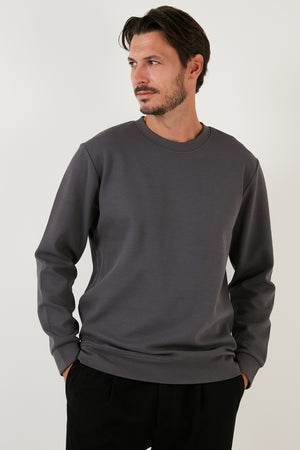 Buratti Pamuklu Bisiklet Yaka Regular Fit Basic Erkek Sweat 5905521 ANTRASİT