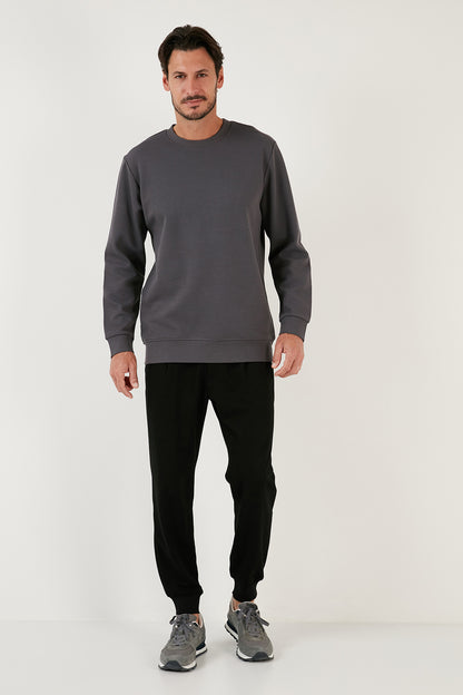 Buratti Pamuklu Bisiklet Yaka Regular Fit Basic Erkek Sweat 5905521 ANTRASİT