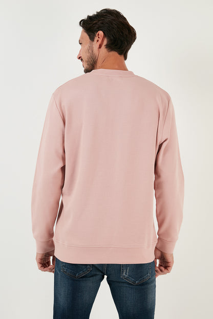 Buratti Pamuklu Bisiklet Yaka Regular Fit Basic Erkek Sweat 5905521 PUDRA