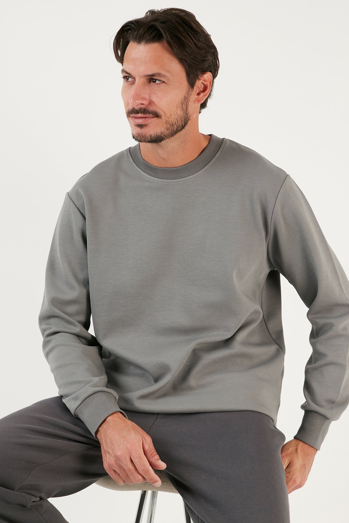 Buratti Pamuklu Bisiklet Yaka Regular Fit Basic Erkek Sweat 5905521 AÇIK HAKİ