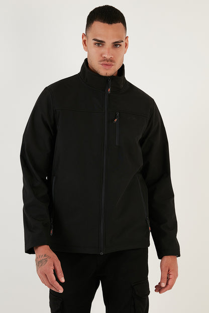 Buratti Su İtici Slim Fit Dik Yaka Softshell İnce Erkek Mont 649003 SİYAH