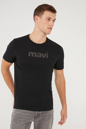 Mavi Pamuklu Normal Kesim Logo Baskılı Erkek T Shirt 065199-900 SİYAH