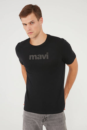 Mavi Pamuklu Normal Kesim Logo Baskılı Erkek T Shirt 065199-900 SİYAH