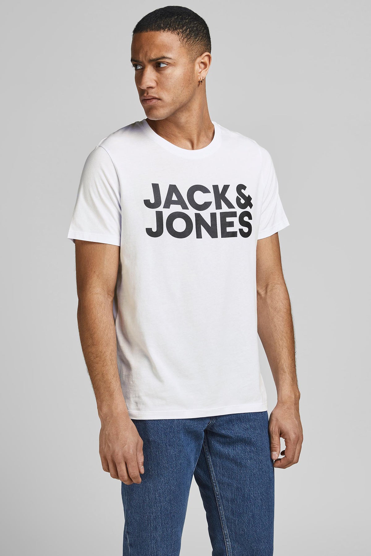 Jack & Jones Essentials Jjecorp Pamuklu Slim Fit Bisiklet Yaka Erkek T Shirt 12151955 BEYAZ-BEYAZ