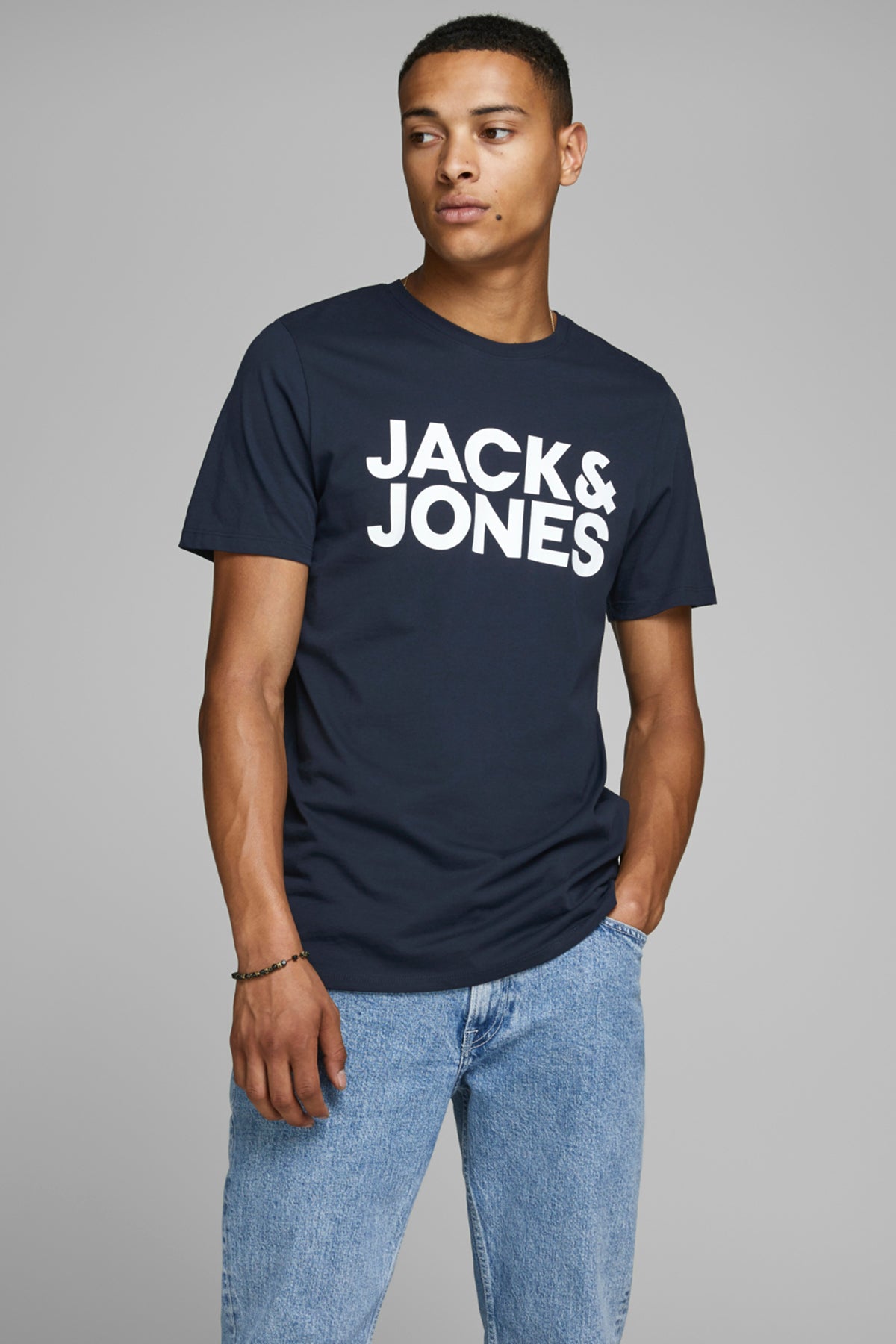 Jack & Jones Essentials Jjecorp Pamuklu Slim Fit Bisiklet Yaka Erkek T Shirt 12151955 LACİVERT