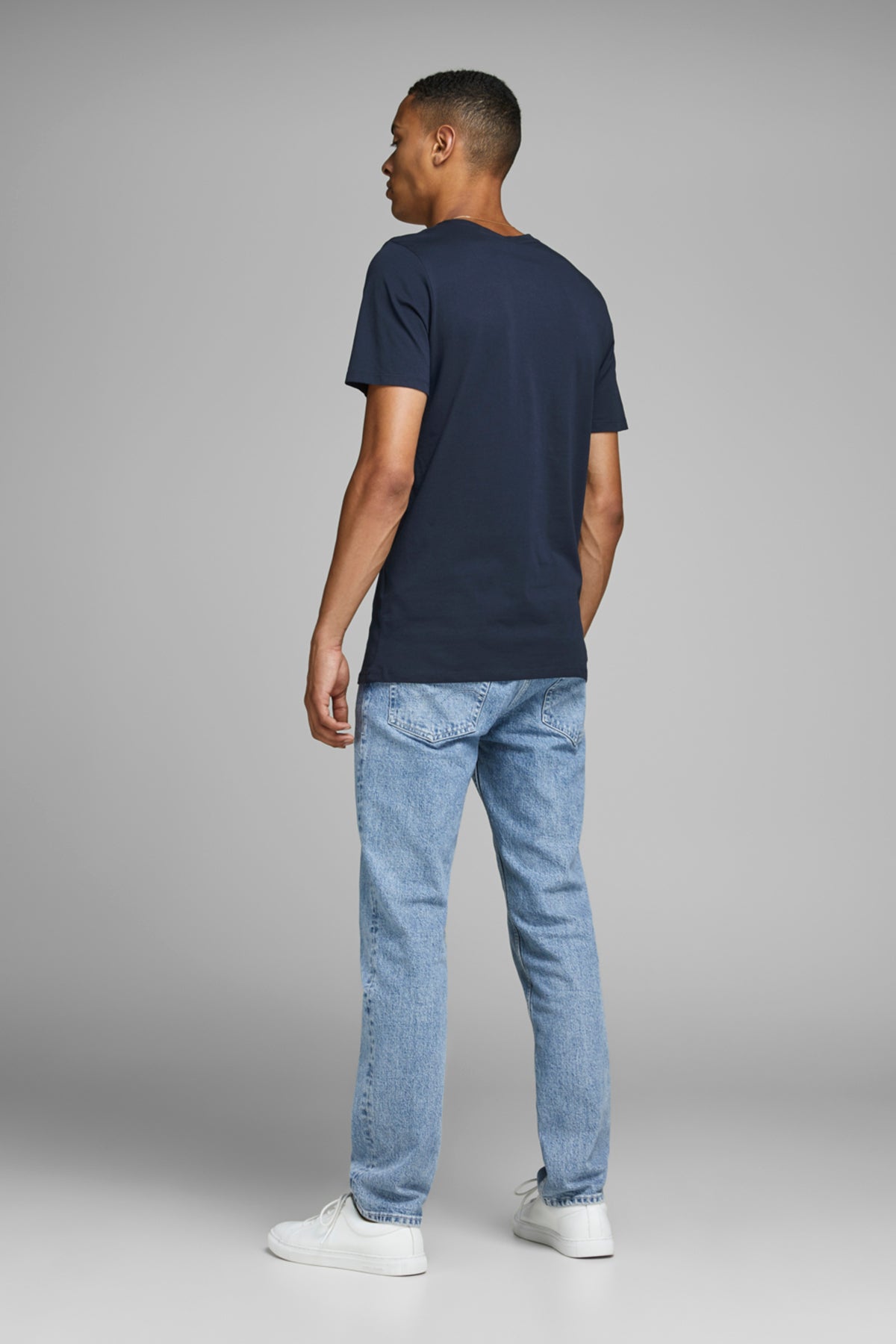 Jack & Jones Essentials Jjecorp Pamuklu Slim Fit Bisiklet Yaka Erkek T Shirt 12151955 LACİVERT