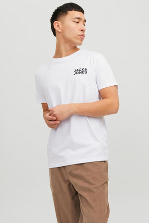 Jack & Jones Essentials Jjecorp Pamuklu Slim Fit Bisiklet Yaka Erkek T Shirt 12151955 BEYAZ-SİYAH