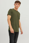 Jack & Jones Essentials Jjebasher Pamuklu Bisiklet Yaka Erkek T Shirt 12182498 KOYU HAKİ