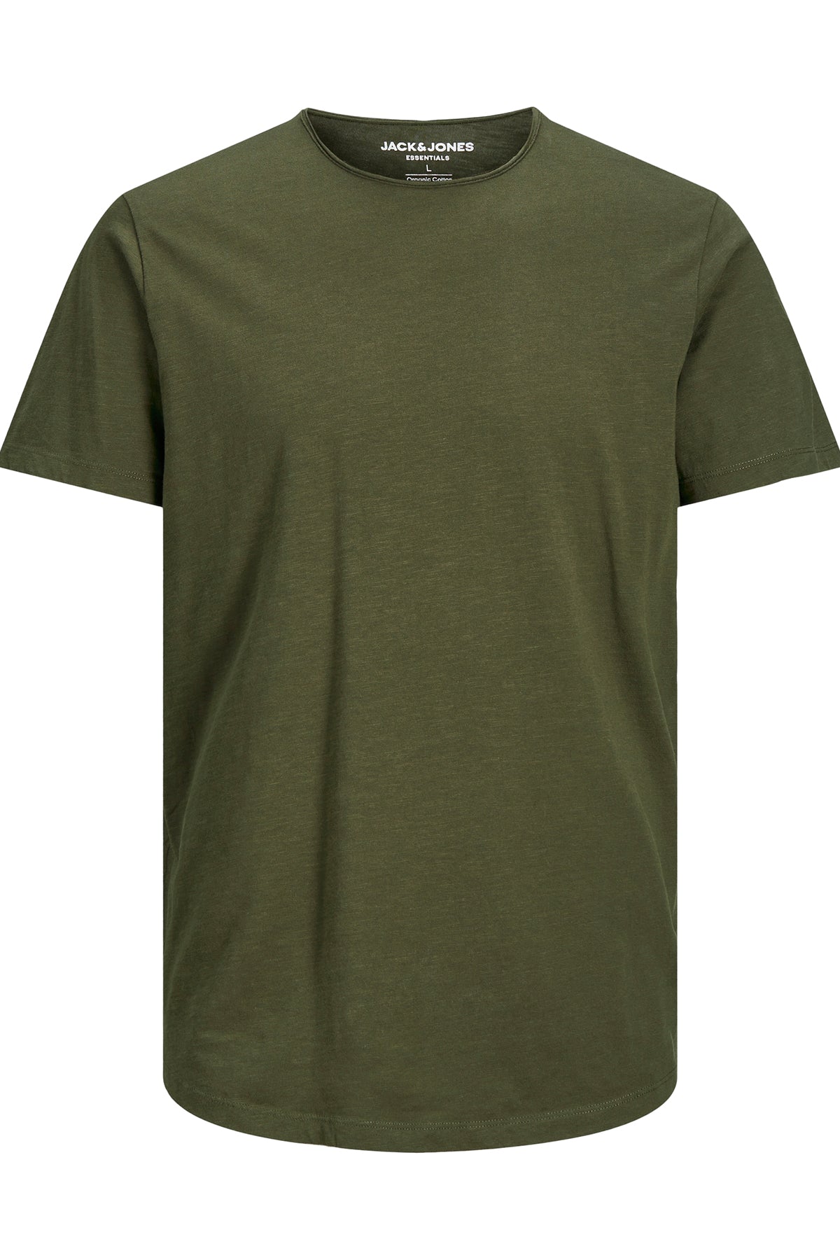 Jack & Jones Essentials Jjebasher Pamuklu Bisiklet Yaka Erkek T Shirt 12182498 KOYU HAKİ