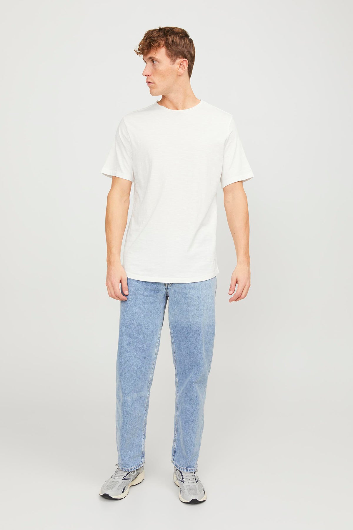 Jack & Jones Essentials Jjebasher Pamuklu Bisiklet Yaka Erkek T Shirt 12182498 EKRU