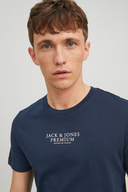 Jack & Jones Premiıum % 100 Pamuk Regular Fit Bisiklet Yaka Erkek T Shirt 12217167 LACİVERT