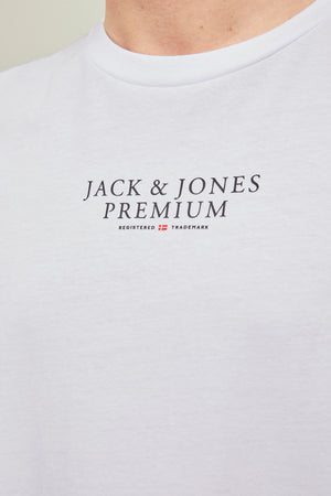 Jack & Jones Premiıum % 100 Pamuk Regular Fit Bisiklet Yaka Erkek T Shirt 12217167 BEYAZ