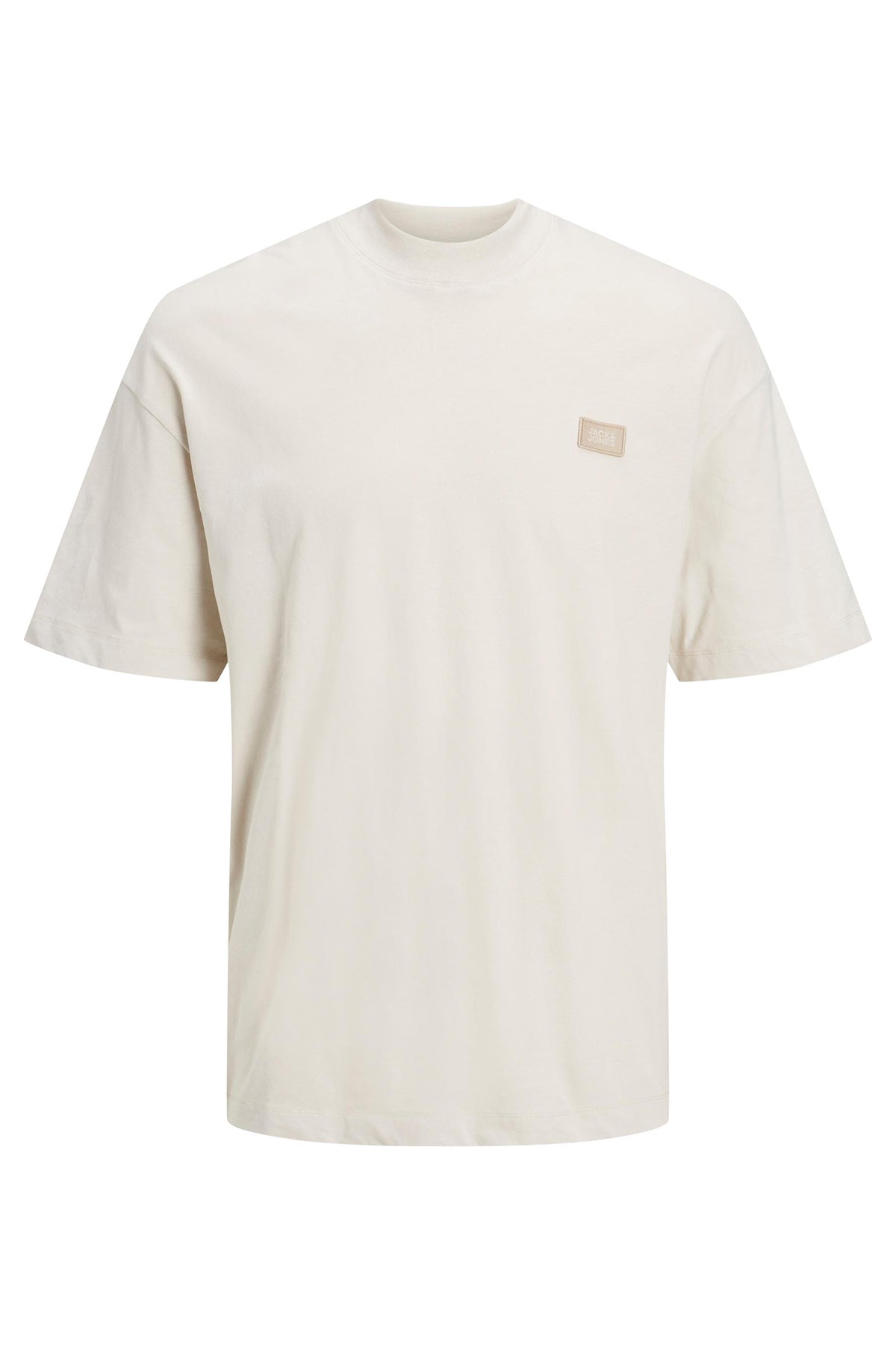 Jack & Jones Core Pamuklu Loose Fit Sıfır Yaka Erkek T Shirt 12227671 BEJ