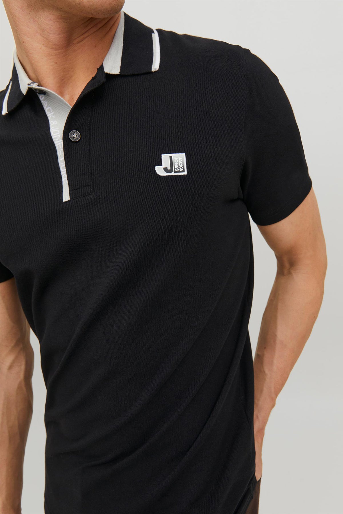 Jack & Jones Core % 100 Pamuk Regular Fit Düğmeli Erkek Polo T Shirt 12229382 SİYAH