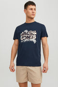 Jack & Jones % 100 Pamuk Standart Fit Bisiklet Yaka Erkek T Shirt 12233600 LACİVERT
