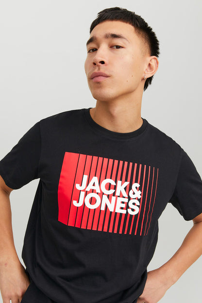 Jack & Jones Essentials Pamuklu Slim Fit Bisiklet Yaka Erkek T Shirt 12233999 SİYAH