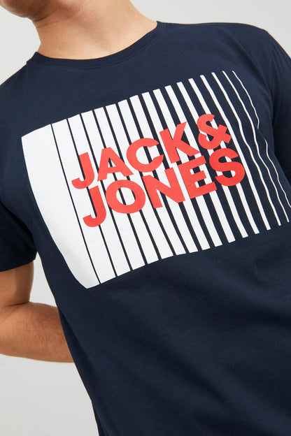 Jack & Jones Essentials Pamuklu Slim Fit Bisiklet Yaka Erkek T Shirt 12233999 LACİVERT