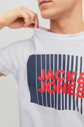 Jack & Jones Essentials Pamuklu Slim Fit Bisiklet Yaka Erkek T Shirt 12233999 BEYAZ