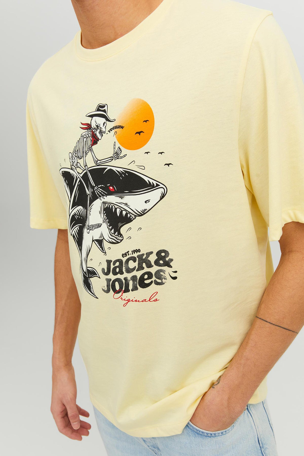 Jack & Jones Originals Pamuklu Regular Fit Bisiklet Yaka Erkek T Shirt 12234309 SARI