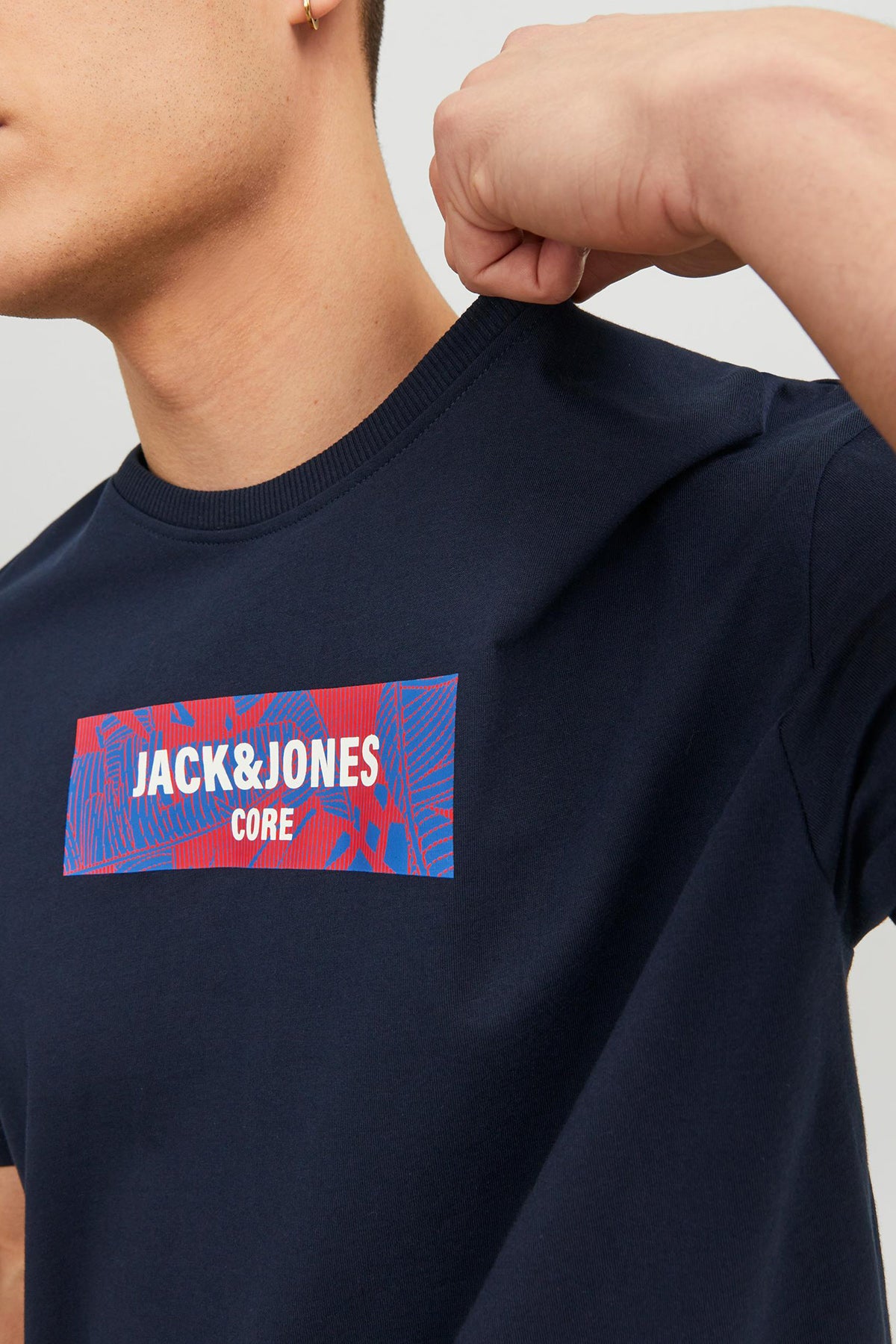 Jack &amp; Jones Core Pamuklu Relaxed Fit Bisiklet Yaka Erkek T Shirt 12235313 LACİVERT