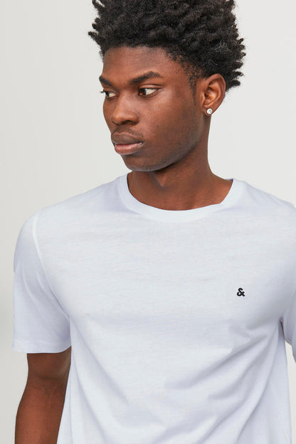 Jack & Jones Essentials Jjepaulos Pamuklu Bisiklet Yaka Erkek T Shirt 12245087 BEYAZ