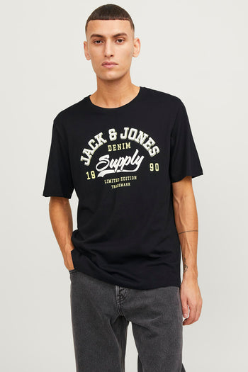 Jack & Jones Essentials Jjelogo Pamuklu Bisiklet Yaka Erkek T Shirt 12246690 SİYAH