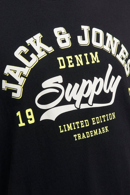 Jack & Jones Essentials Jjelogo Pamuklu Bisiklet Yaka Erkek T Shirt 12246690 SİYAH