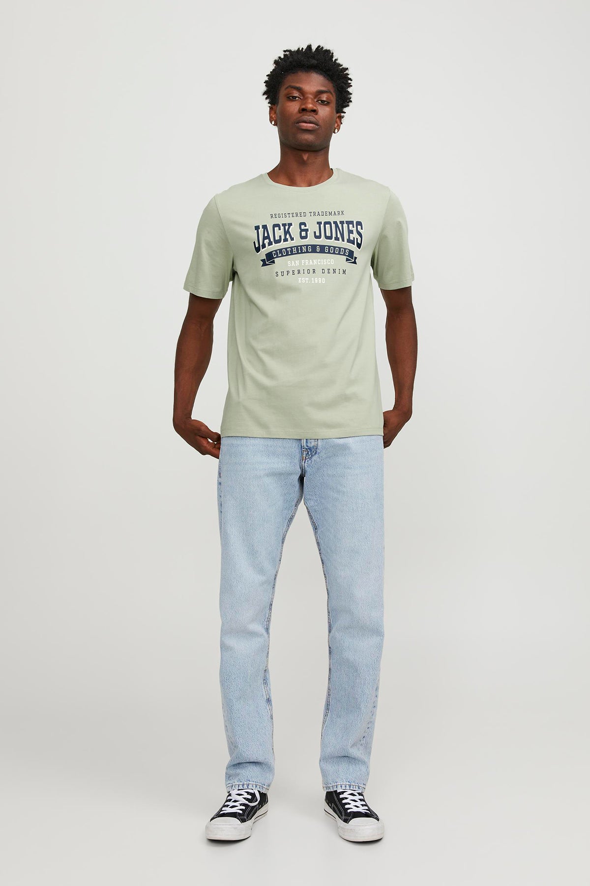 Jack & Jones Essentials Jjelogo Pamuklu Bisiklet Yaka Erkek T Shirt 12246690 AÇIK YEŞİL