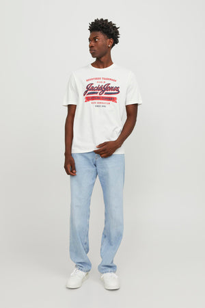 Jack & Jones Essentials Jjelogo Pamuklu Bisiklet Yaka Erkek T Shirt 12246690 EKRU